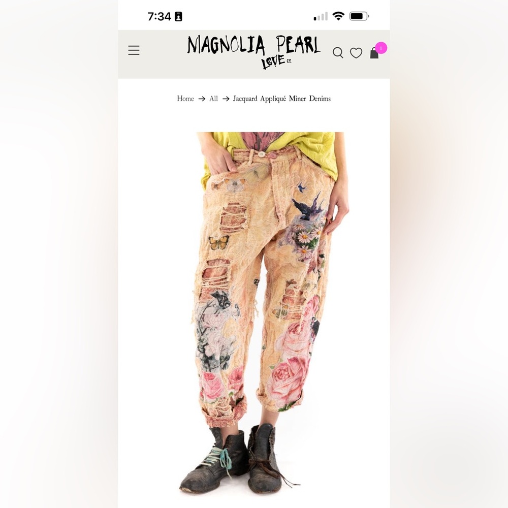 Magnolia Pearl Jacquard Appliqué Miner Denims